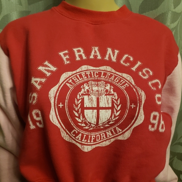 Crop San Francisco Color Block Sweatshirt Size S - Picture 2 of 10